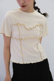 木耳滾邊胸線上衣|米白 木耳滾邊胸線上衣|米白