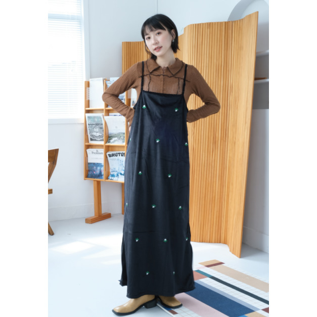 碎花刺繡洋裝|黑 碎花刺繡洋裝|黑