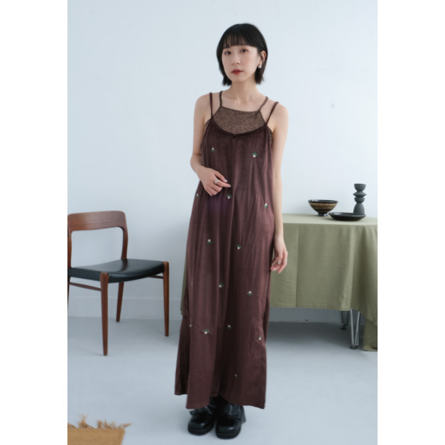 碎花刺繡洋裝|咖 碎花刺繡洋裝|咖