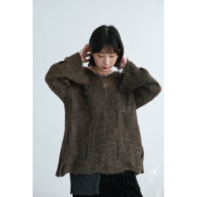 破壞織紋馬海毛上衣|咖棕 破壞織紋馬海毛上衣|咖棕