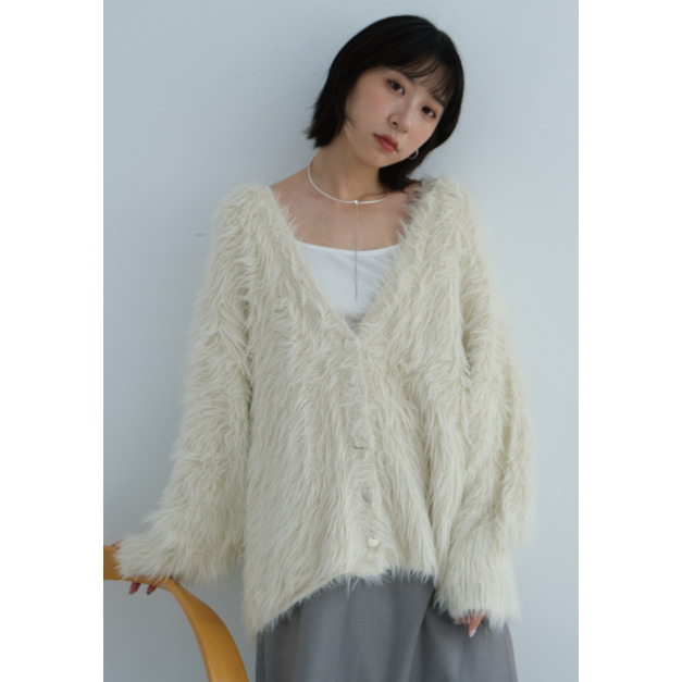 愛心鈕扣毛絨針織外套|米白 愛心鈕扣毛絨針織外套|米白