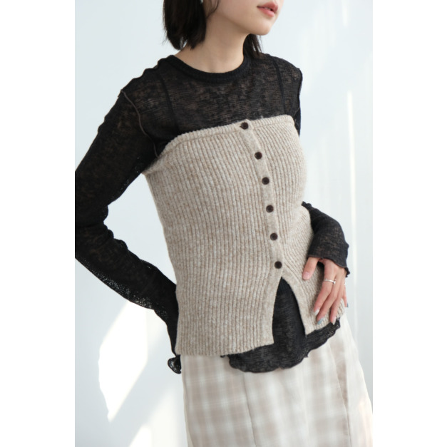 2way開扣針織平口上衣|米杏 2way開扣針織平口上衣|米杏