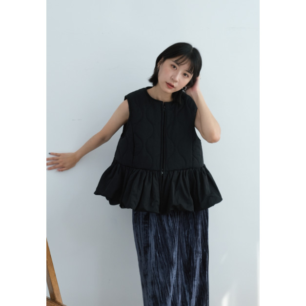 絎縫澎澎氣球背心|黑 絎縫澎澎氣球背心|黑