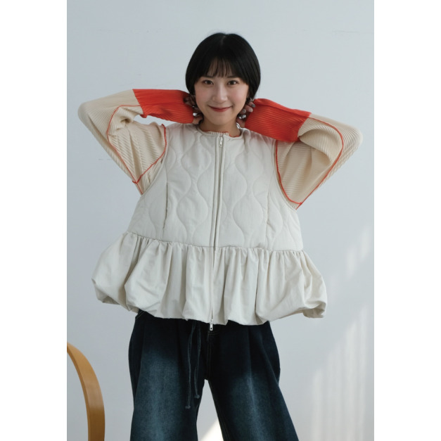 絎縫澎澎氣球背心|米白 絎縫澎澎氣球背心|米白