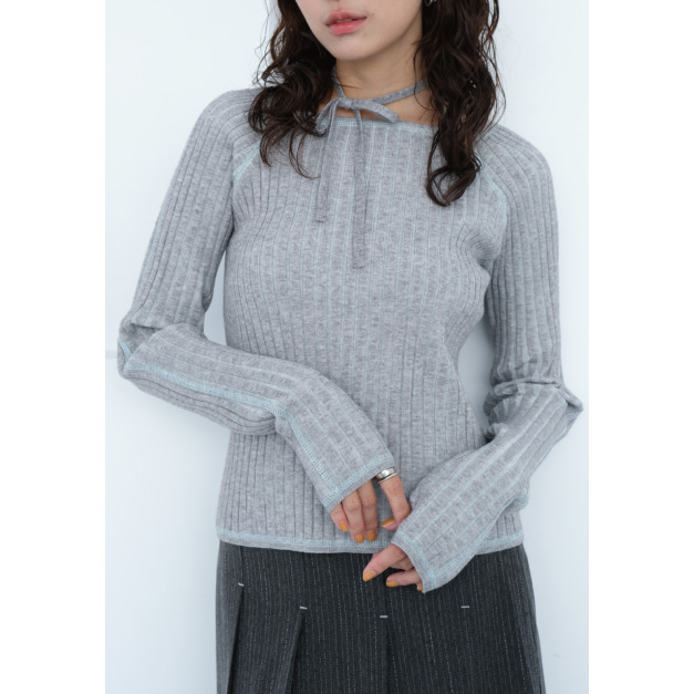 縫線方領綁帶上衣|灰 縫線方領綁帶上衣|灰
