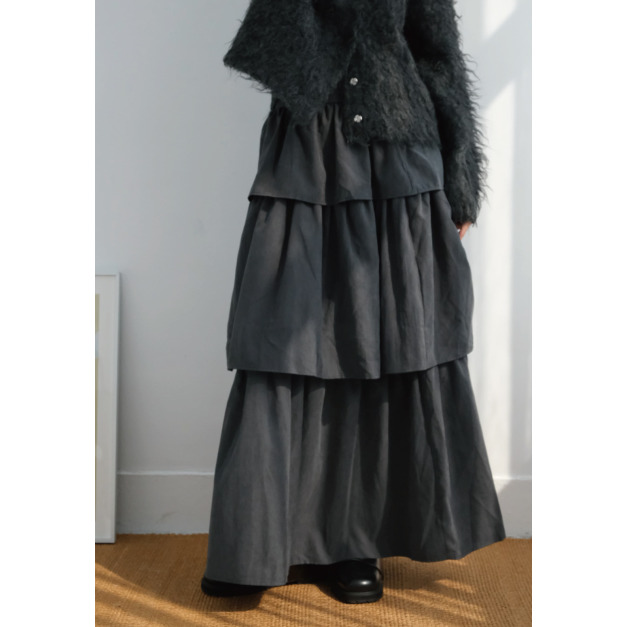 蜜桃絨層疊蛋糕裙|深灰 蜜桃絨層疊蛋糕裙|深灰