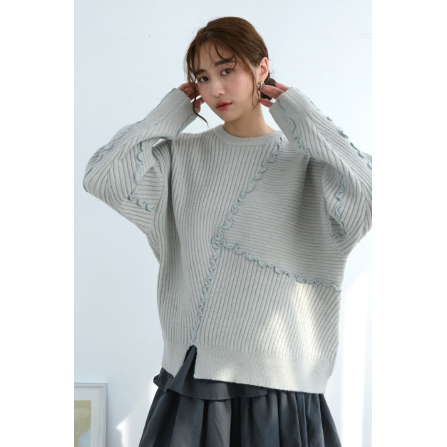 木耳滾線柔軟針織上衣|淺灰 (組合優惠) 木耳滾線柔軟針織上衣|淺灰 (組合優惠)