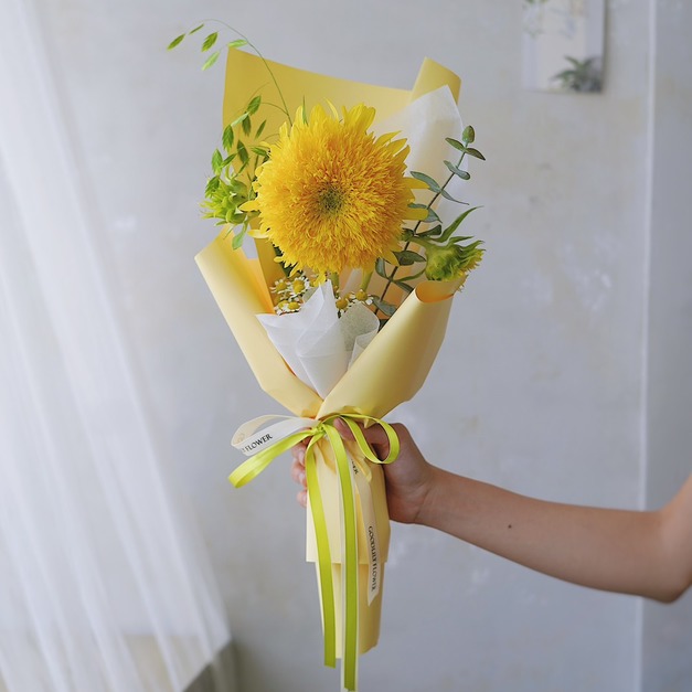 單朵泰迪熊向日葵鮮花花束 單朵泰迪熊向日葵鮮花花束