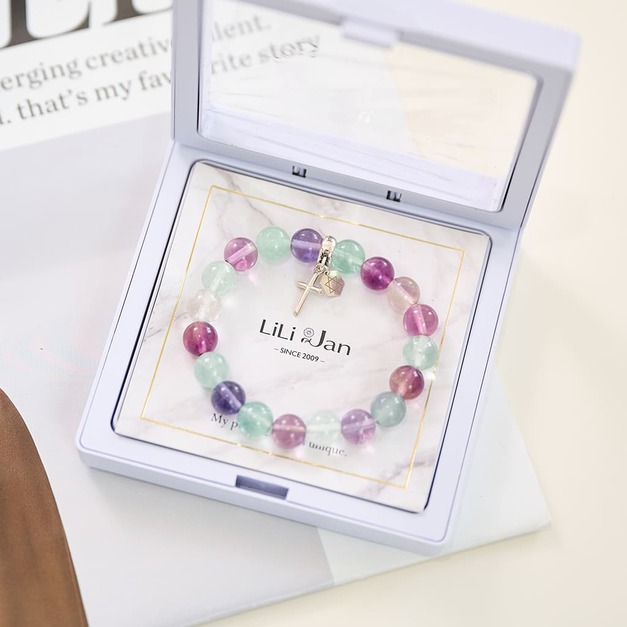 Holy spirit【神的國度】925純銀十字架 胖胖珠水晶手環_冰淇淋螢石 Holy spirit【神的國度】925純銀十字架 胖胖珠水晶手環_冰淇淋螢石