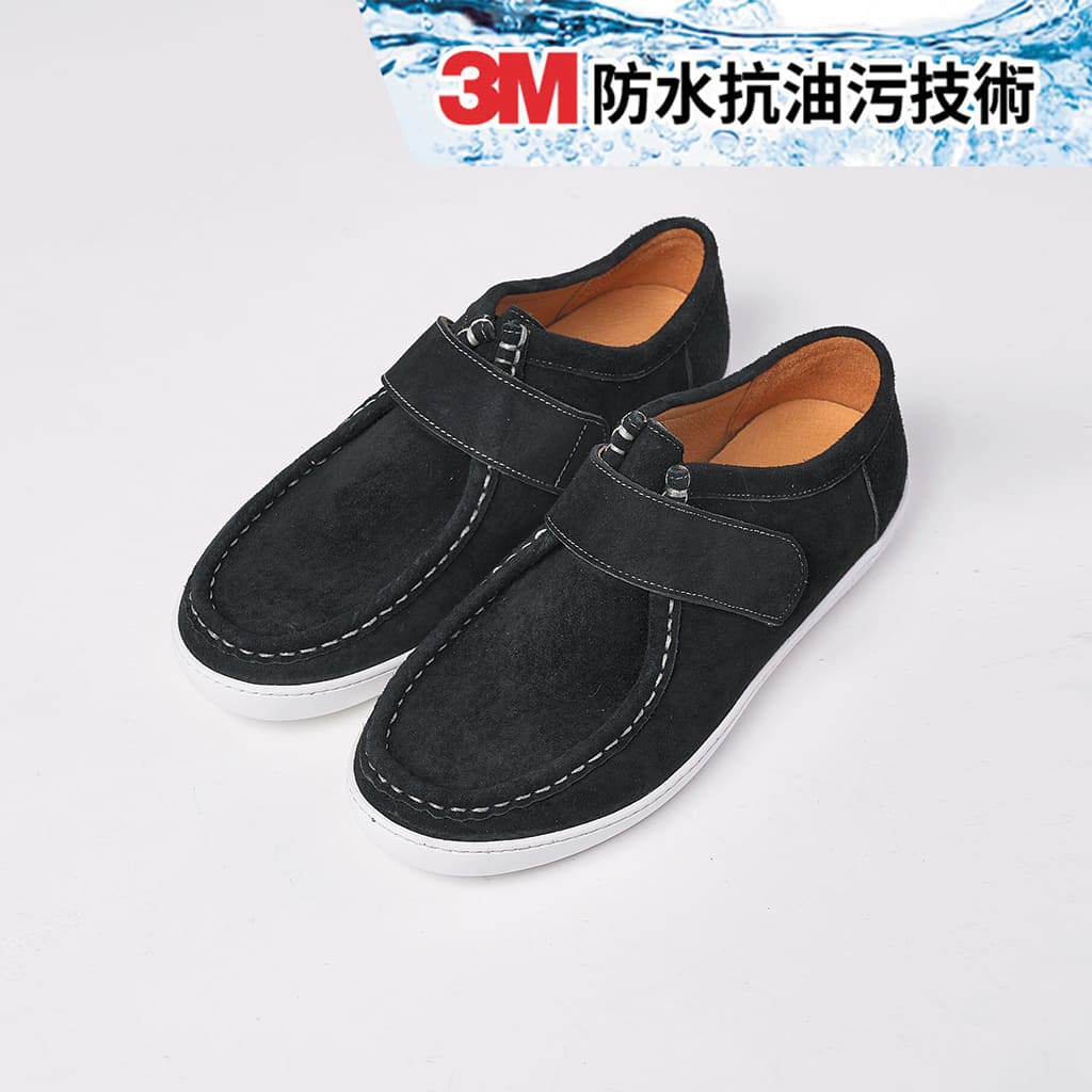 【假期通行】防水抗污全真皮魔鬼氈袋鼠鞋_純濃黑茶(22.5/23/23.5)