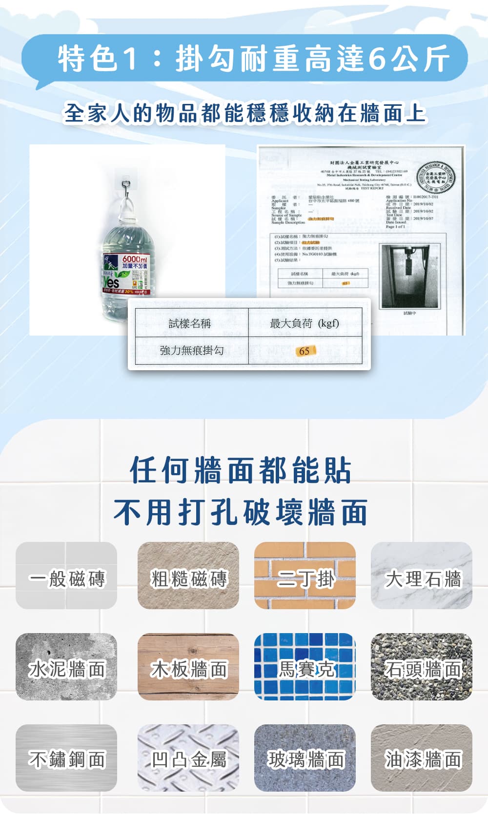 特色1:掛勾耐重高達6公斤