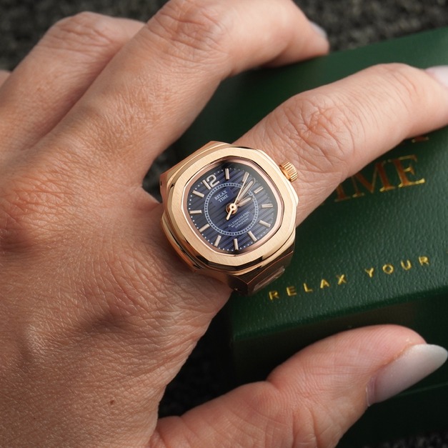 現貨-RELAX TIME 方形戒指錶-玫殼深藍方形 (RT-P-05) 現貨-RELAX TIME 方形戒指錶-玫殼深藍方形 (RT-P-05)