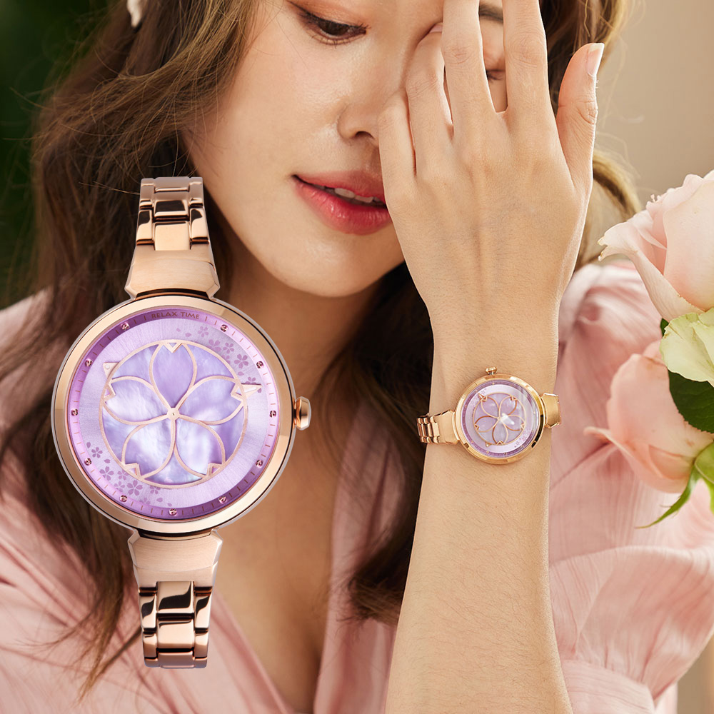 RELAX TIME 年度設計錶款【綻放系列-櫻】粉紫 (RT-72-6)