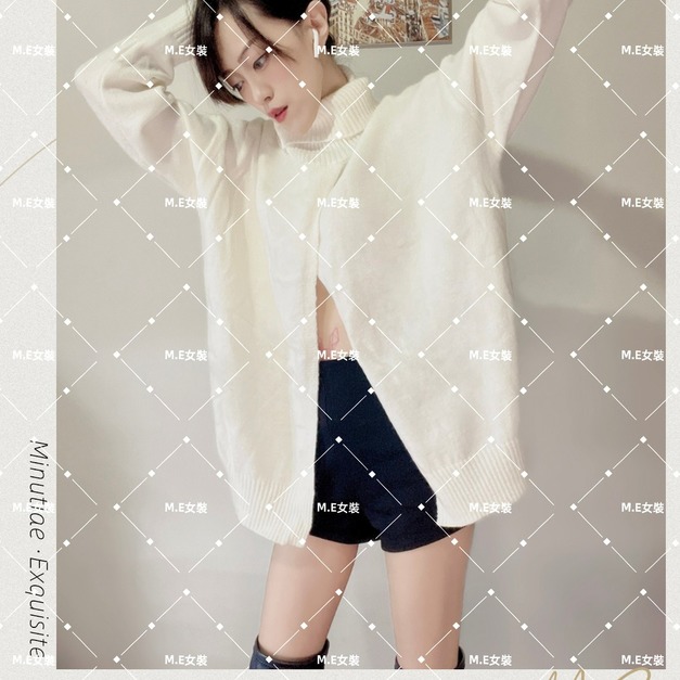 |ℳℰ |高領交叉兩穿針織毛衣 |ℳℰ |高領交叉兩穿針織毛衣