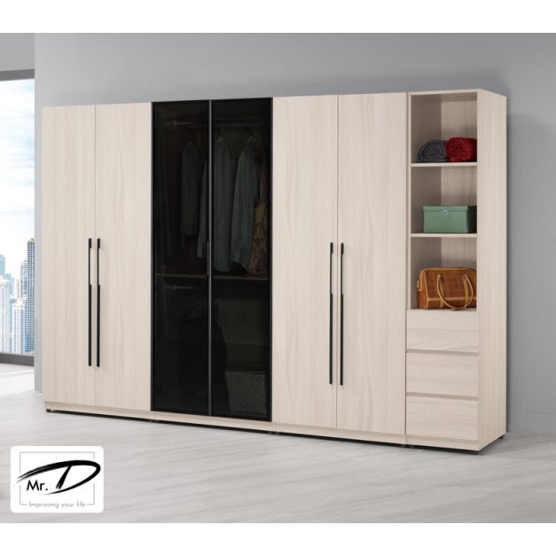 C3148 1108-3 里斯特9.3尺組合衣櫥(全組)(黑玻璃) C3148 1108-3 里斯特9.3尺組合衣櫥(全組)(黑玻璃)