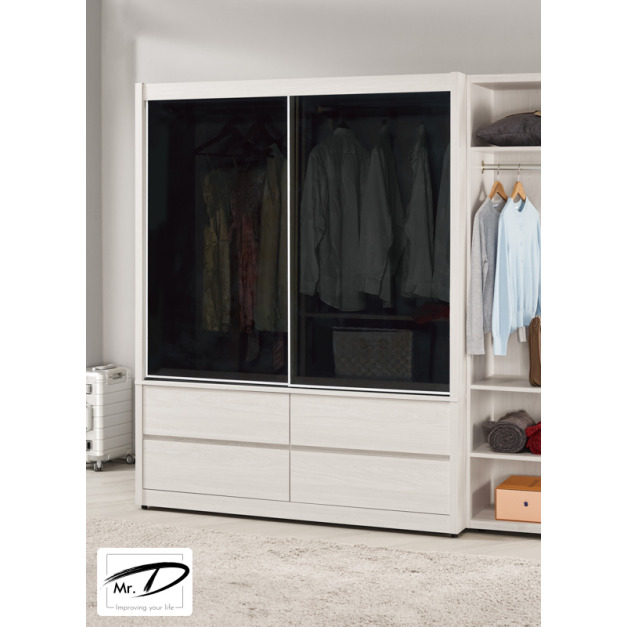 C3103 1078-2 蘿克斯5尺鋁框四抽拉門衣櫥(黑玻璃) C3103 1078-2 蘿克斯5尺鋁框四抽拉門衣櫥(黑玻璃)