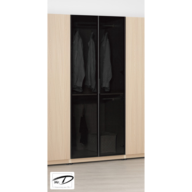 C3350 1209-6 艾維斯2.7尺鋁門衣櫥(雙吊)(黑玻璃) C3350 1209-6 艾維斯2.7尺鋁門衣櫥(雙吊)(黑玻璃)