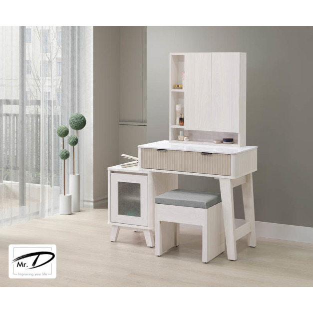 B3180 56-01 索菲亞2.7尺岩板伸縮鏡台 (含椅) B3180 56-01 索菲亞2.7尺岩板伸縮鏡台 (含椅)