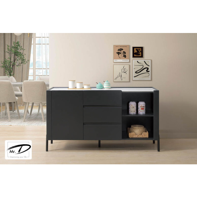 B2073 437-03 達威爾4.3尺岩板收納櫃 (黑) B2073 437-03 達威爾4.3尺岩板收納櫃 (黑)