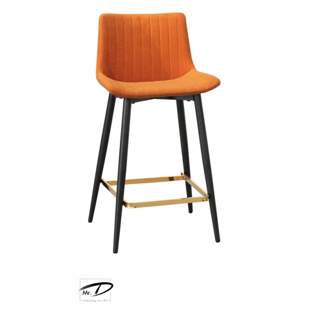 B1012 544-03 安吉拉吧椅 (橘布)(金色腳踏) B1012 544-03 安吉拉吧椅 (橘布)(金色腳踏)