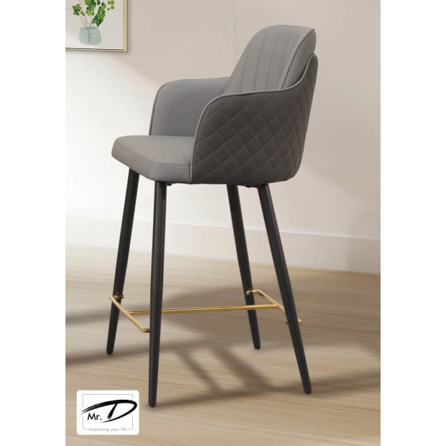 B1008 543-07 史蒂夫吧椅(灰皮)(金色腳踏) B1008 543-07 史蒂夫吧椅(灰皮)(金色腳踏)