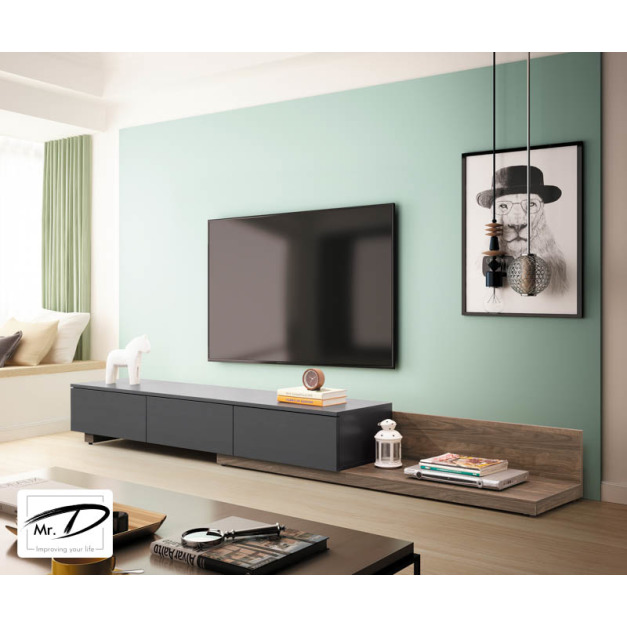 B1342 370-01 克魯斯6尺伸縮長櫃 (灰/胡桃) B1342 370-01 克魯斯6尺伸縮長櫃 (灰/胡桃)