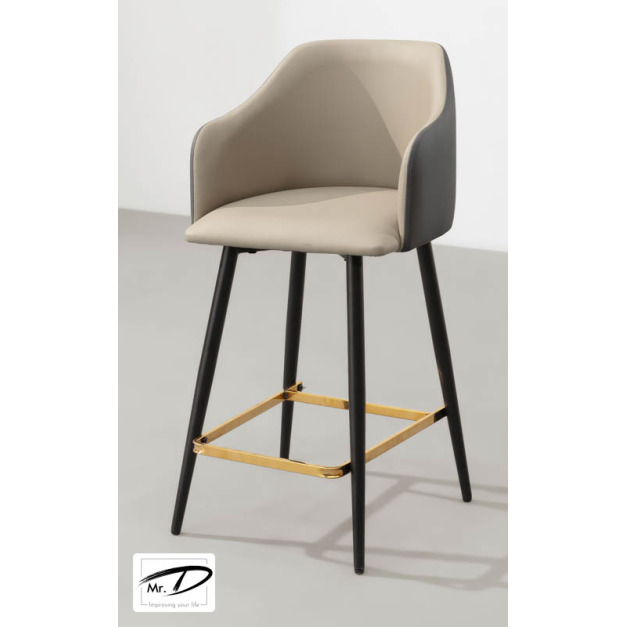 B1009 543-08 艾瑞德吧椅 (淺咖皮)(金色腳踏) B1009 543-08 艾瑞德吧椅 (淺咖皮)(金色腳踏)