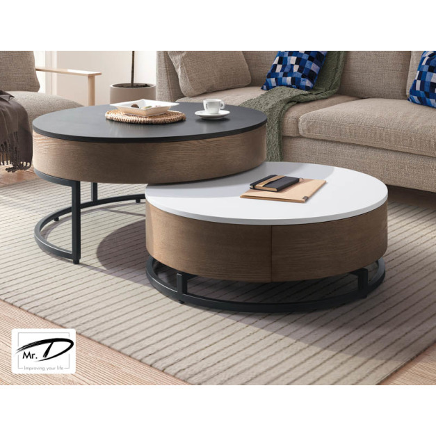 B1107 243-01 奧布里升降功能茶几組(大+小)(胡桃黑架) B1107 243-01 奧布里升降功能茶几組(大+小)(胡桃黑架)