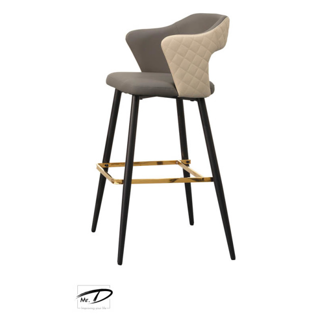B1011 544-02 卡瑞爾吧椅 (背皮米色)(金色腳踏) B1011 544-02 卡瑞爾吧椅 (背皮米色)(金色腳踏)