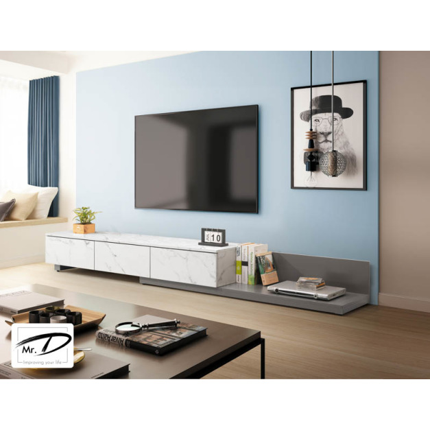 B1304 349-01 克魯斯6尺伸縮長櫃 (白石/灰) B1304 349-01 克魯斯6尺伸縮長櫃 (白石/灰)