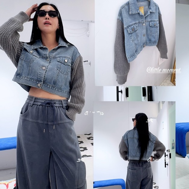 歐膩款手袖針織牛仔外套 歐膩款手袖針織牛仔外套
