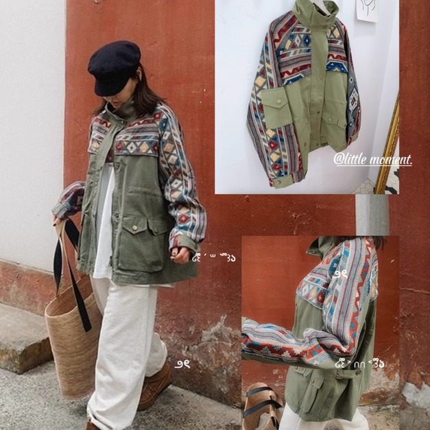 復古民族風緹花工裝外套 復古民族風緹花工裝外套