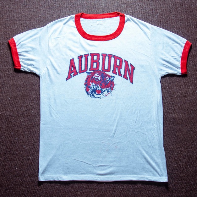 70年代 美國製 Sportswear 出品 奧本大學 老虎頭 古著 校園 50/50 滾邊T恤 TA04