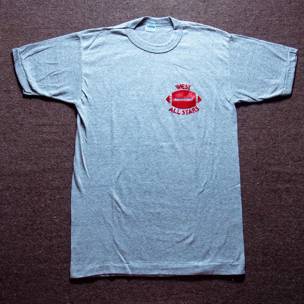 70年代 美國製 全新庫存 Champion 出品 藍標 西區全明星 美式足球隊 50/50 古著霜降雪花T恤 Deadstock TA06