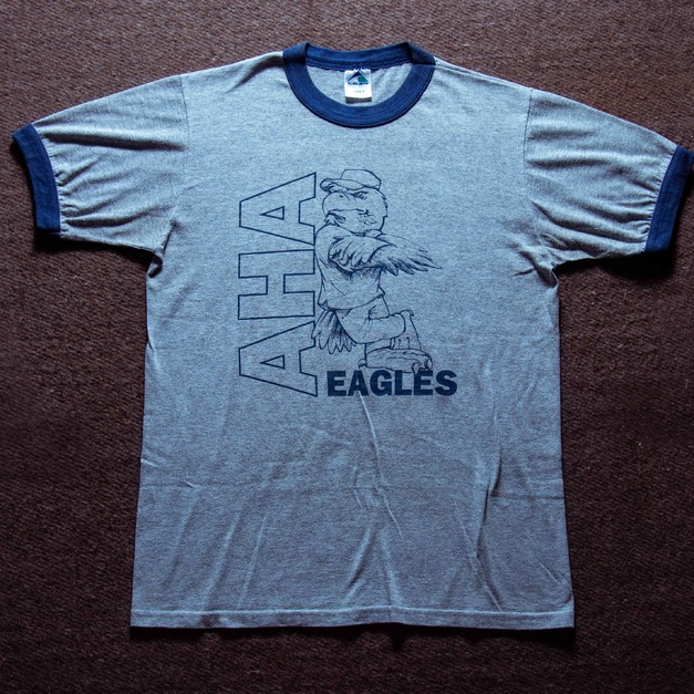 90年代 Augusta Sportswear 出品 美國 AHA 冰上曲棍球聯盟 老鷹隊 50/50 滾邊 雪花霜降 古著T恤 TA13