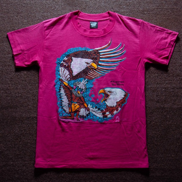 90年代 美國製 Screen Stars Best 出品 新墨西哥州 阿爾伯克基 老鷹 城市旅行紀念品 50/50 古著T恤 TA16