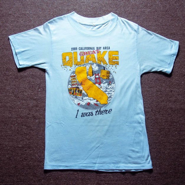 80年代 美國製 1989年 加州灣區大地震 50/50 古著T恤 TA25