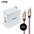 【TEKQ】2孔 57W USB-C/USB PD QC 旅充+TEKQ USB-C 快充傳輸線 120cm 【TEKQ】2孔 57W USB-C/USB PD QC 旅充+TEKQ USB-C 快充傳輸線 120cm