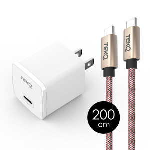 【TEKQ】20W USB-C PD 快速充電器+TEKQ USB-C 快充傳輸線-200cm 【TEKQ】20W USB-C PD 快速充電器+TEKQ USB-C 快充傳輸線-200cm