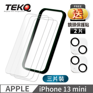 【TEKQ】 iPhone 13 mini 9H鋼化玻璃 螢幕保護貼 3入 附貼膜神器 送鏡頭保護貼2片 【TEKQ】 iPhone 13 mini 9H鋼化玻璃 螢幕保護貼 3入 附貼膜神器 送鏡頭保護貼2片