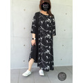 黑色大里紋加大長版小洋裝 黑色大里紋加大長版小洋裝