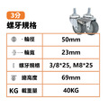 2吋TPR儀器輪|方盤、3分牙、M8_6 2吋TPR儀器輪|方盤、3分牙、M8_6