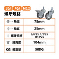 3吋TPR儀器輪|方盤、3分牙、4分牙、M12_2 3吋TPR儀器輪|方盤、3分牙、4分牙、M12_2