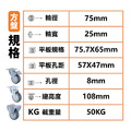 3吋TPR儀器輪|方盤、3分牙、4分牙_2 3吋TPR儀器輪|方盤、3分牙、4分牙_2
