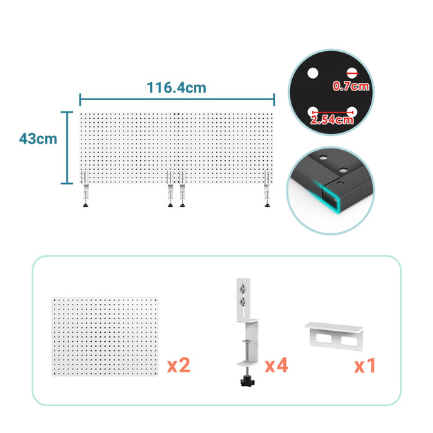 【撥撥的架子】116×43cm 洞洞板工作站屏風