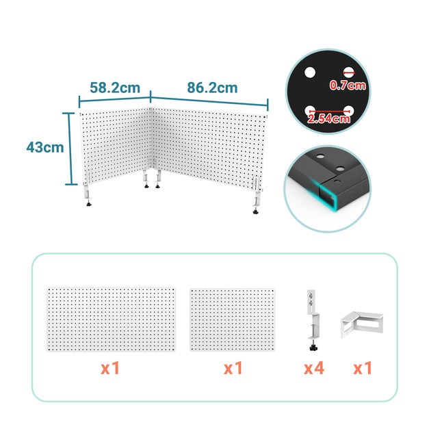 【撥撥的架子】86x58x43cm L型 OL辦公室洞洞板屏風