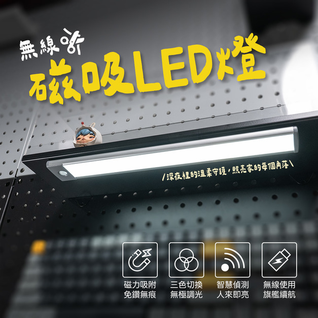 【撥撥的架子】32cm 三色磁吸LED感應燈 移動感應櫥壁燈 衣櫃照明燈 氛圍燈 人體感應燈 USB-C充電 亮度可調