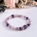 【暮紫花徑】招財溫柔|紫鋰輝紫水晶紫雲母天然水晶手鏈|14KGF黃銅 【暮紫花徑】招財溫柔|紫鋰輝紫水晶紫雲母天然水晶手鏈|14KGF黃銅
