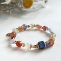 【兔子公爵茶話會】全脈輪提升|紫幽靈藍紋瑪瑙月光石太陽石天然水晶手鏈|14KGF黃銅 【兔子公爵茶話會】全脈輪提升|紫幽靈藍紋瑪瑙月光石太陽石天然水晶手鏈|14KGF黃銅