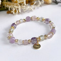 【微風小鎮】 招財好人緣|紫水晶粉晶葡萄石月光石天然水晶手鏈|14KGF黃銅 【微風小鎮】 招財好人緣|紫水晶粉晶葡萄石月光石天然水晶手鏈|14KGF黃銅